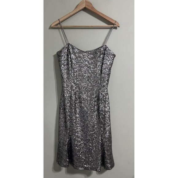 Banana Republic x L'Wren Scott Silver Sequin Limited Edition PartyDress Size 10p - Picture 3 of 7